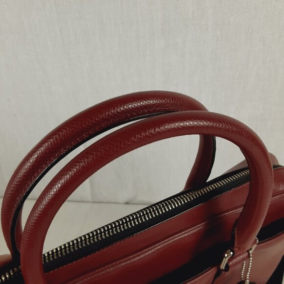 Coach #71681 Crossgrain Leather Briefcase Slim Brief Red Laptop Case Crossbody - Picture 13 of 16